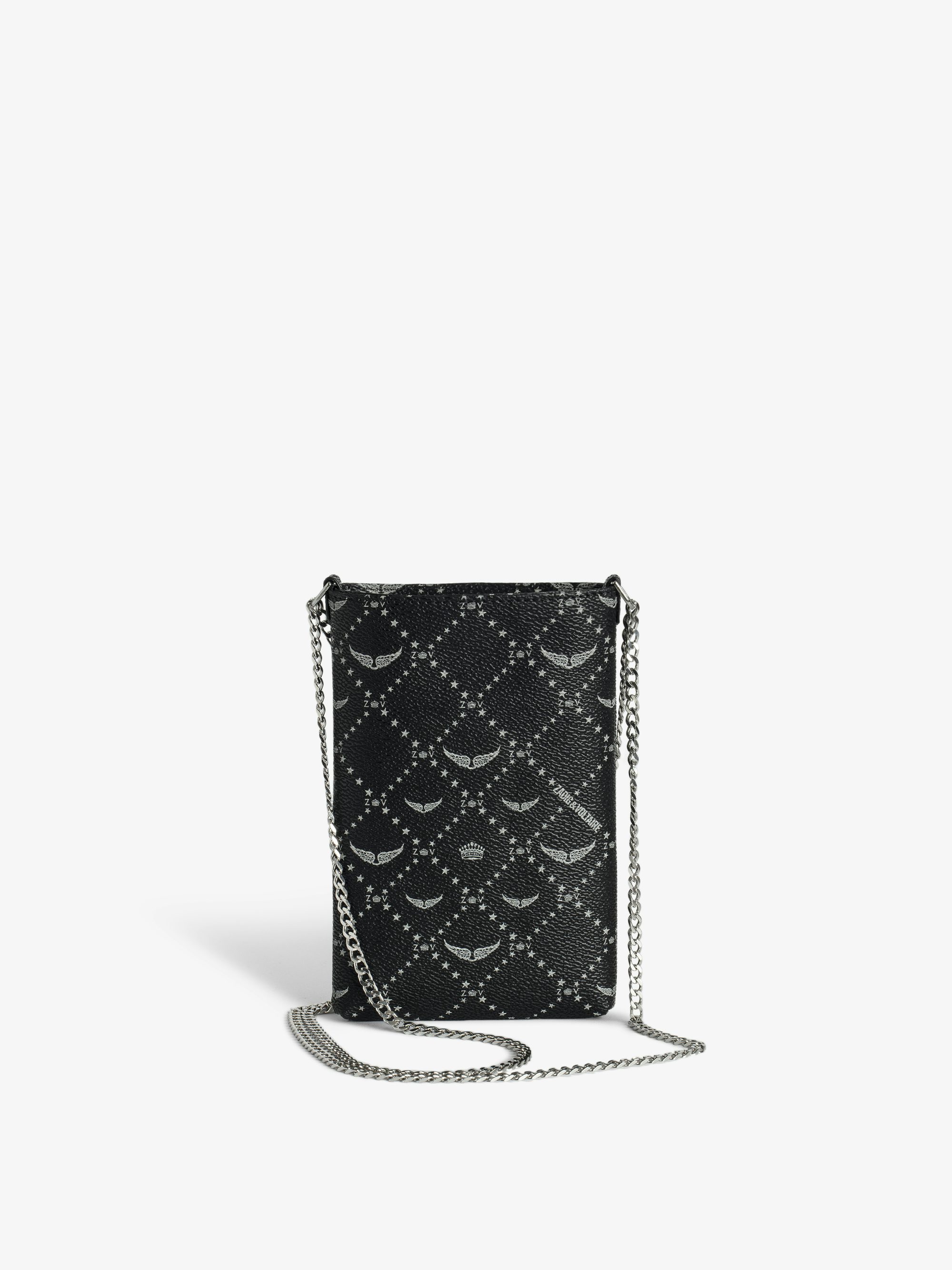 Rock Phone Pouch - Coated canvas phone case pouch with chains and signature wings.